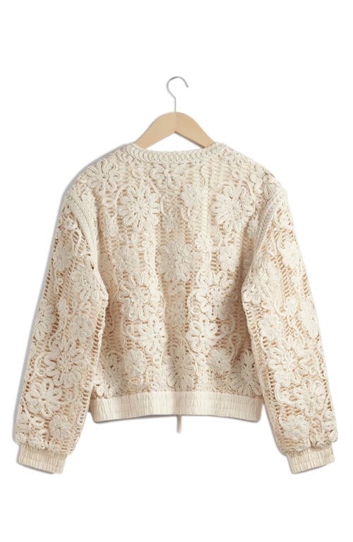 & Other Stories Soutache Embroidered Mesh Bomber Jacket In Off White