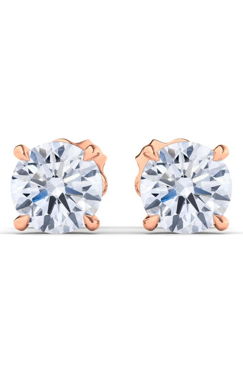 Round Lab Created Diamond Stud Earrings in 3.00 Ctw Rose Gold