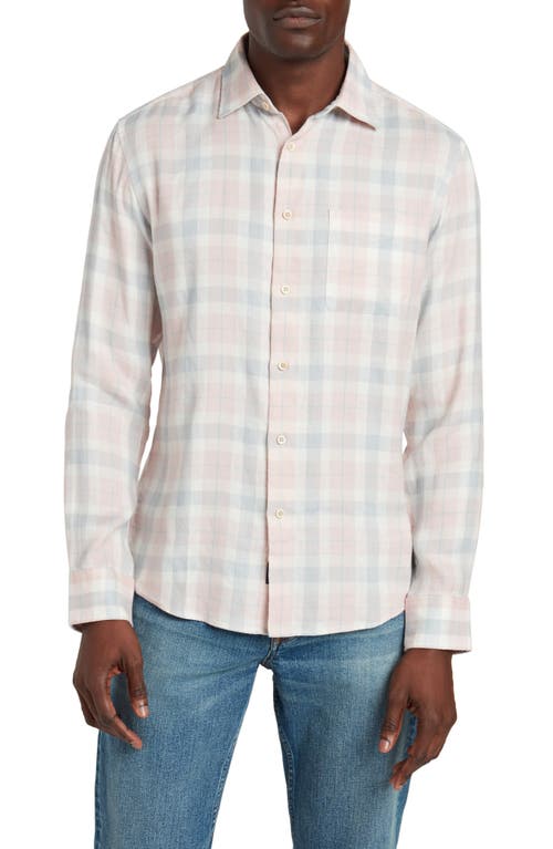 The Weekend Linen Blend Button-Up Shirt in Mauve Field Plaid