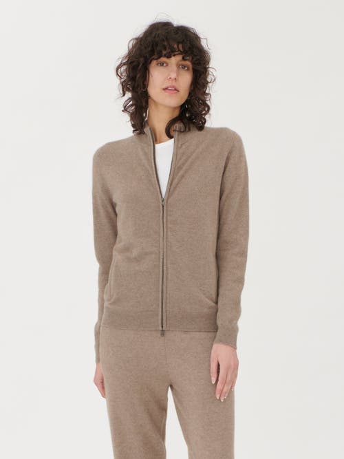 Shop Gobi Cashmere Full-zip Cashmere Cardigan In Taupe