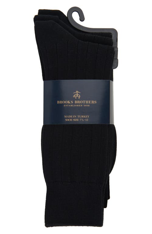 Brooks Brothers 3-pack Ribbed Crew Socks In Black