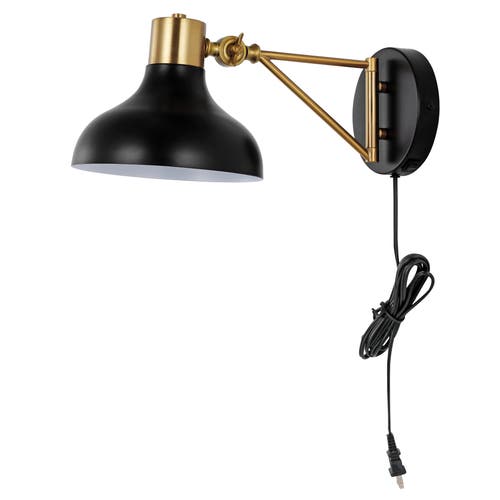 Jonathan Y Lynn Swing Arm 1-light Modern Midcentury Iron Usb Charging Port Led Sconce In Black
