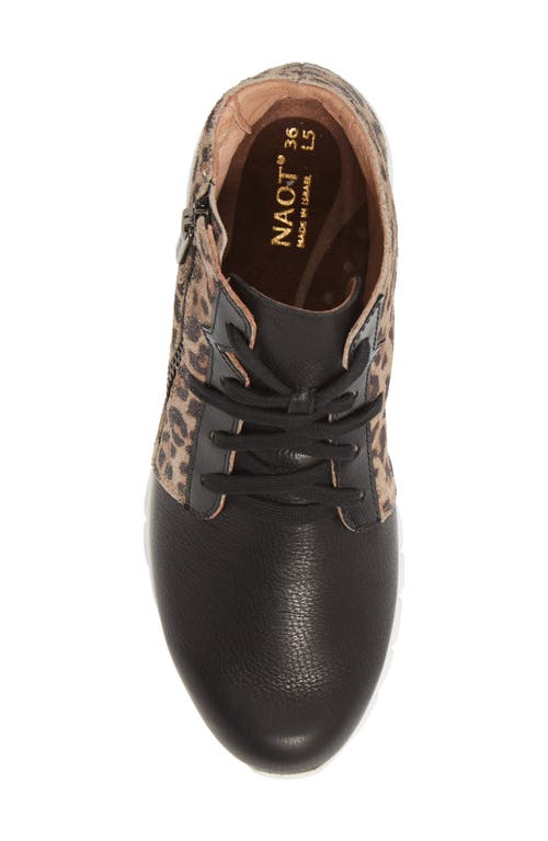 Naot Polaris High Top Sneaker In Soft Black/cheetah Print