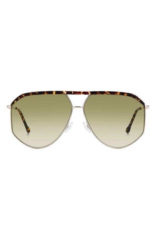 Isabel Marant 64mm Oversize Aviator Sunglasses In Palladium Havana/green Shaded