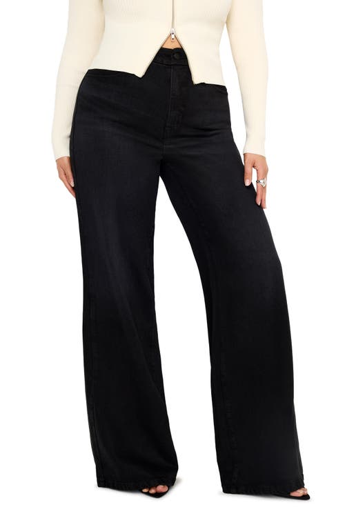 Shop Good American Softtech Good Waist High Waist Palazzo Jeans In Black344