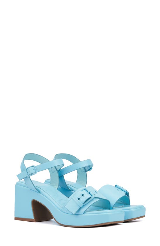 Shop Olivia Miller Slay Block Heel Sandal In Light Blue