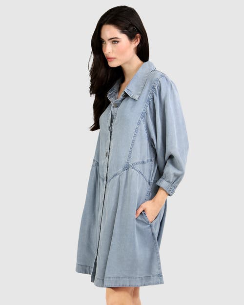 Shop Belle & Bloom Supercut Denim Dress In Mid Denim