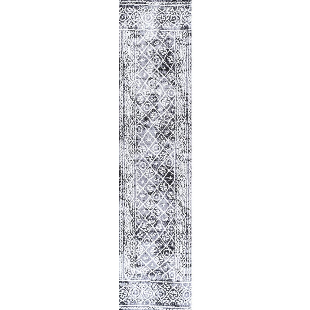 Jonathan Y Iften Moroccan Geometric Distressed Area Rug In Ivory/black