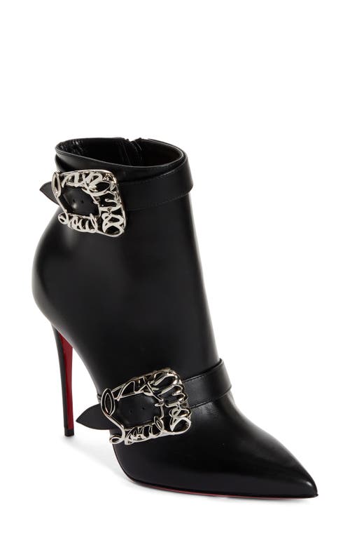 Christian Louboutin Giddylina Logo Buckle Pointed Toe Bootie In Black