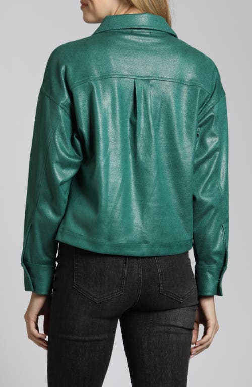 Shop Apny Faux Leather Shirt Jacket In Emerald