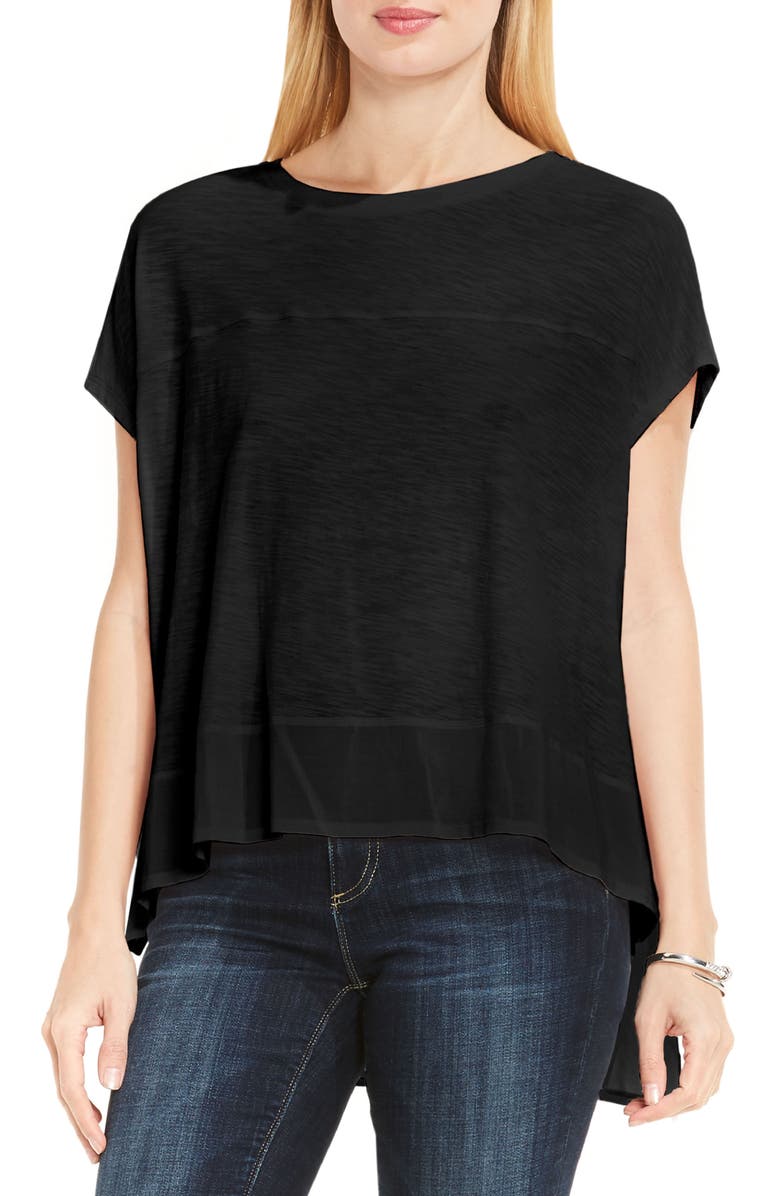 Two by Vince Camuto Chiffon High/Low Hem Knit Tee | Nordstrom