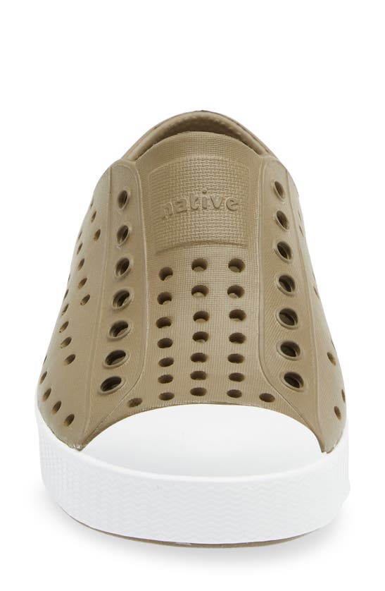 Native Shoes Jefferson Water Friendly Slip-on Vegan Sneaker In Utili Green/ Shell White