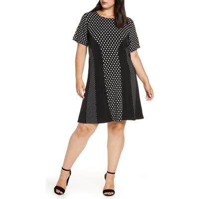 Plus Size Michael Michael Kors Mod Dot Combo Dress, Black