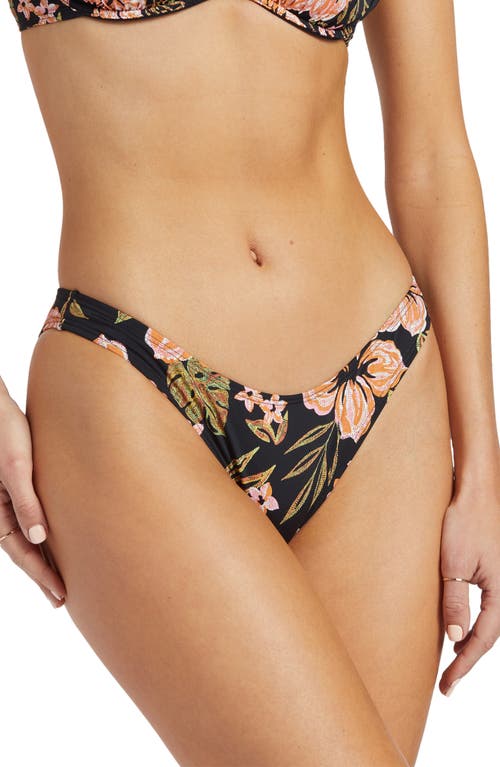 Billabong Hooked on Tropics Hike Bikini Bottoms Black Pebble at Nordstrom,