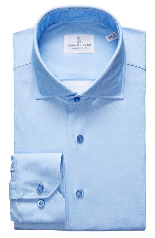 Shop Emanuel Berg Modern Fit 4flex Knit Dress Shirt In Bright Blue