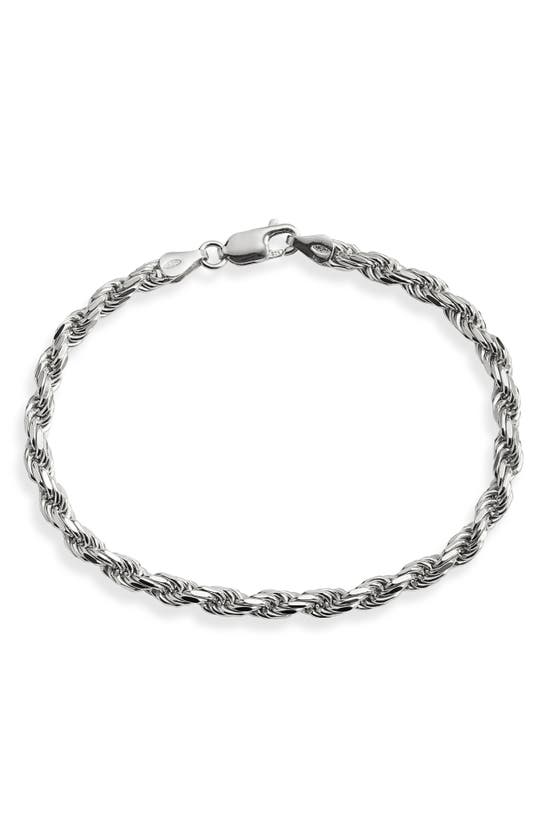 Argento Vivo Sterling Silver Rope Chain Bracelet In Metallic