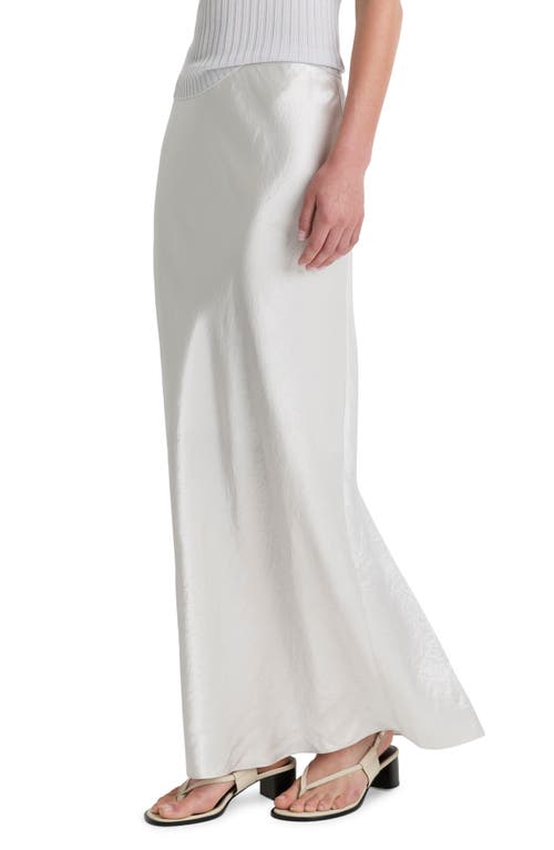 Shop Vince Crinkled Satin Maxi Skirt In Salt Glass