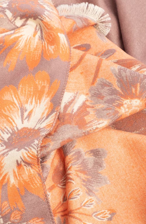 Saachi Floral Pattern Reversible Scarf In Orange/blush