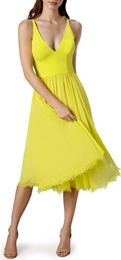 Dress the Population Alicia Mixed Media Midi Dress Nordstrom