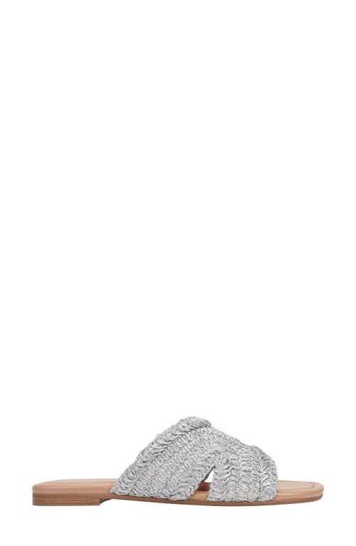 Shop Marc Fisher Ltd Narda Raffia Slide Sandal In Metallic Silver