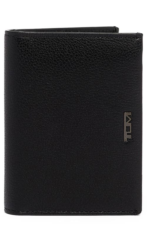 Nassau L-Fold Leather Wallet in Black Texture