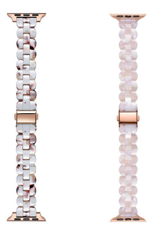 Shop The Posh Tech Set Of 2 Apple Watch Bands In Ivory/blush Tortoise
