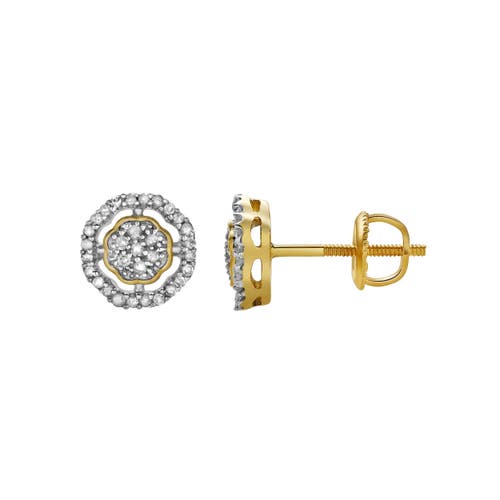 Luvmyjewelry Starlens L 10k Yellow Gold Cluster Diamond Unisex Earrings In 10k Yellow Gold