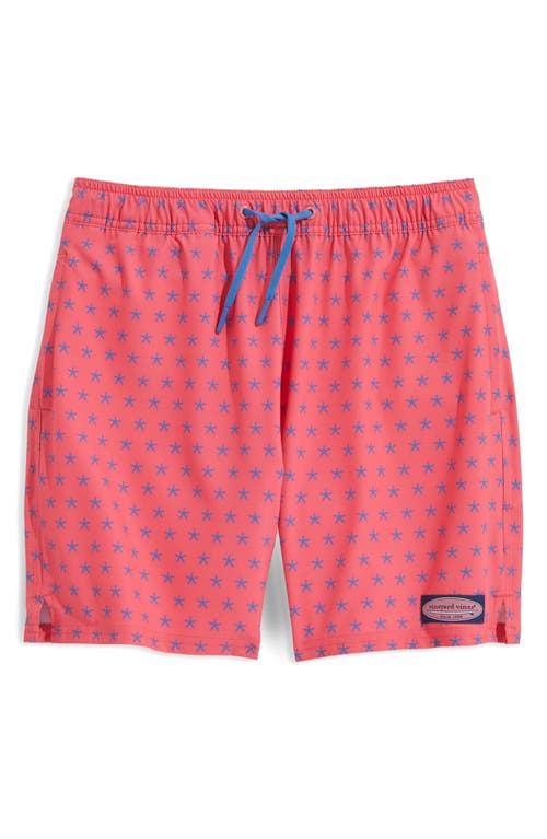 Vineyard Vines Kids' Chappy Crab Print Swim Trunks In Pink