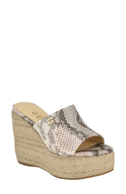 Guess Evba Espadrille Platform Wedge Sandal In Taupe/grey