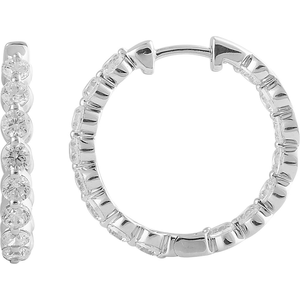 Shop Badgley Mischka Collection 14k Gold Round Cut Lab-created Diamond Hoop Earrings In White Gold