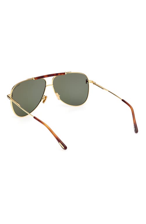 Shop Tom Ford 60mm Pilot Sunglasses In Shiny Deep Gold/green