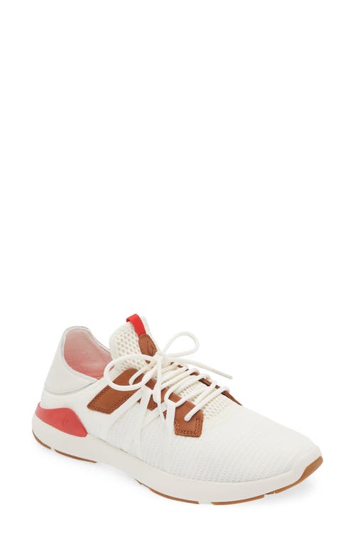 Olukai Mio Li Trainer In Bright White/red Lava