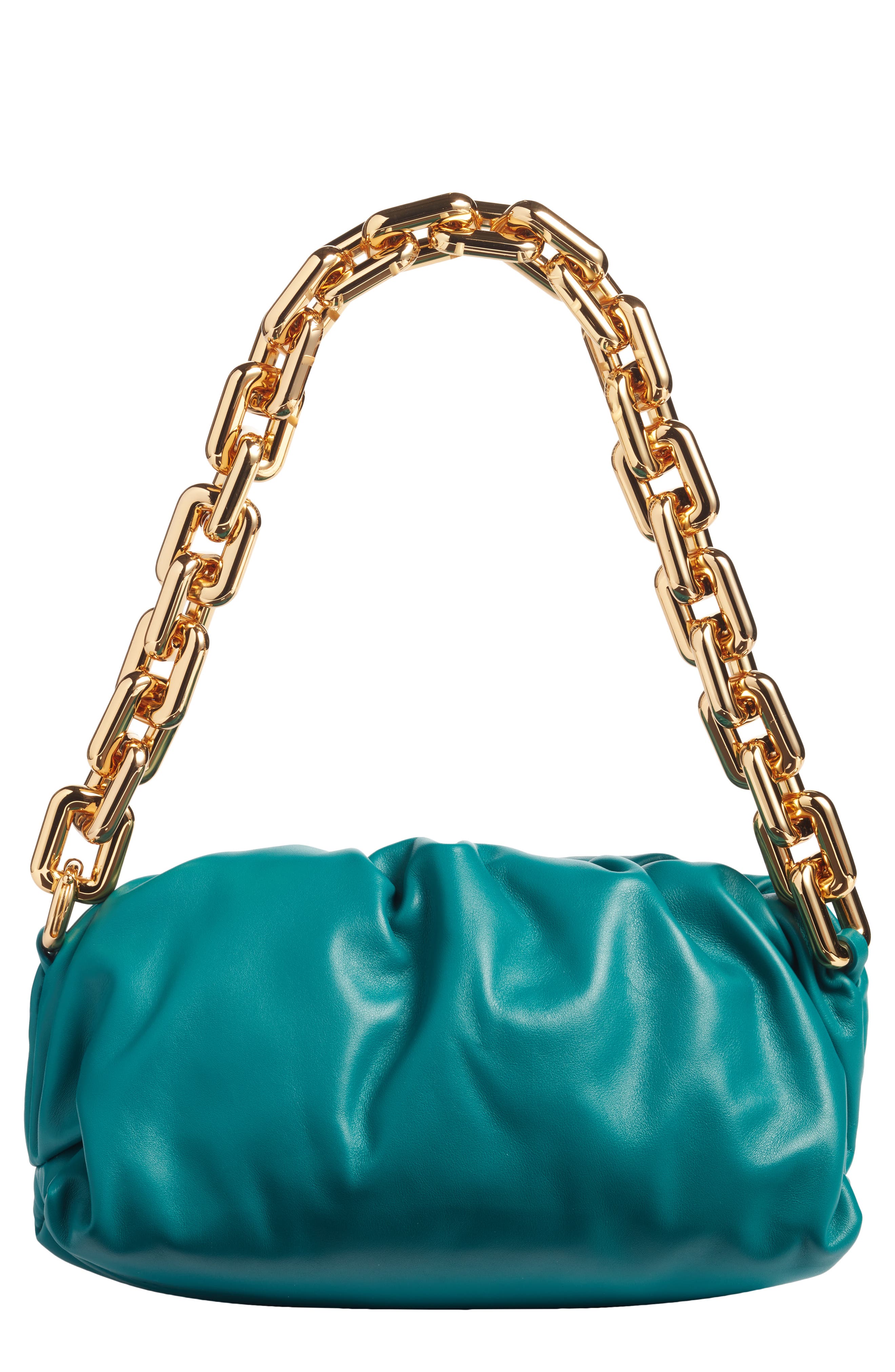 Bottega Veneta The Chain Pouch Leather Shoulder Bag in Mallard/Gold