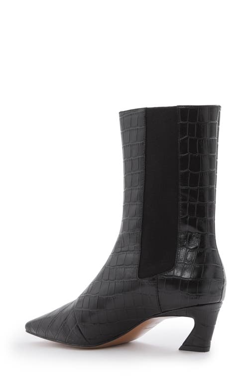 Shop Reiss Mina Croc Embossed Chelsea Boot In Black