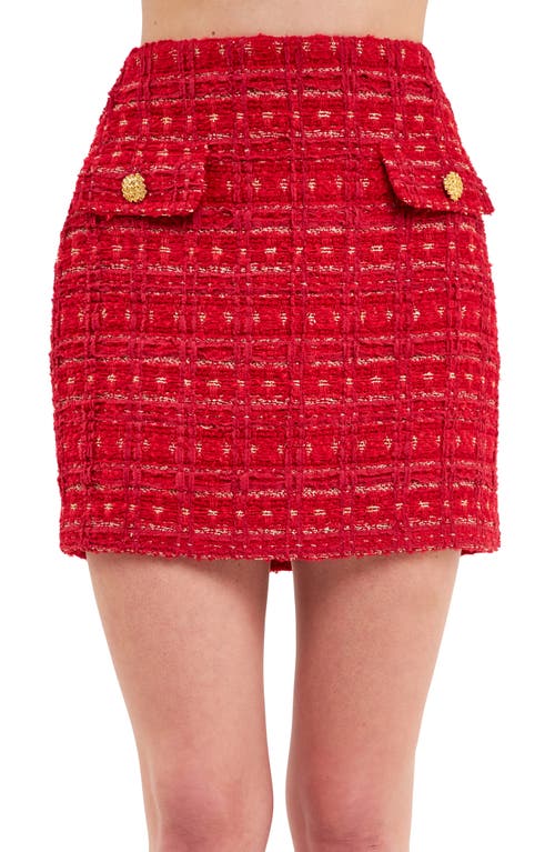 Shop Endless Rose Premium Tweed Miniskirt In Red