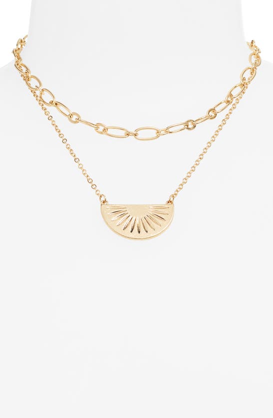 Shop Melrose And Market Set Of 2 Half Crescent Chain Necklaces In Gold