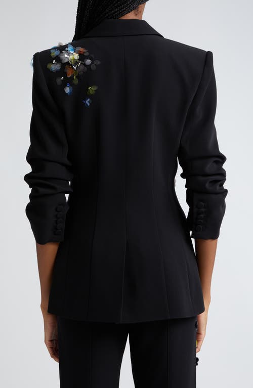 Shop Cinq À Sept Cheyenne Sequin Flower Blazer In Black/multi