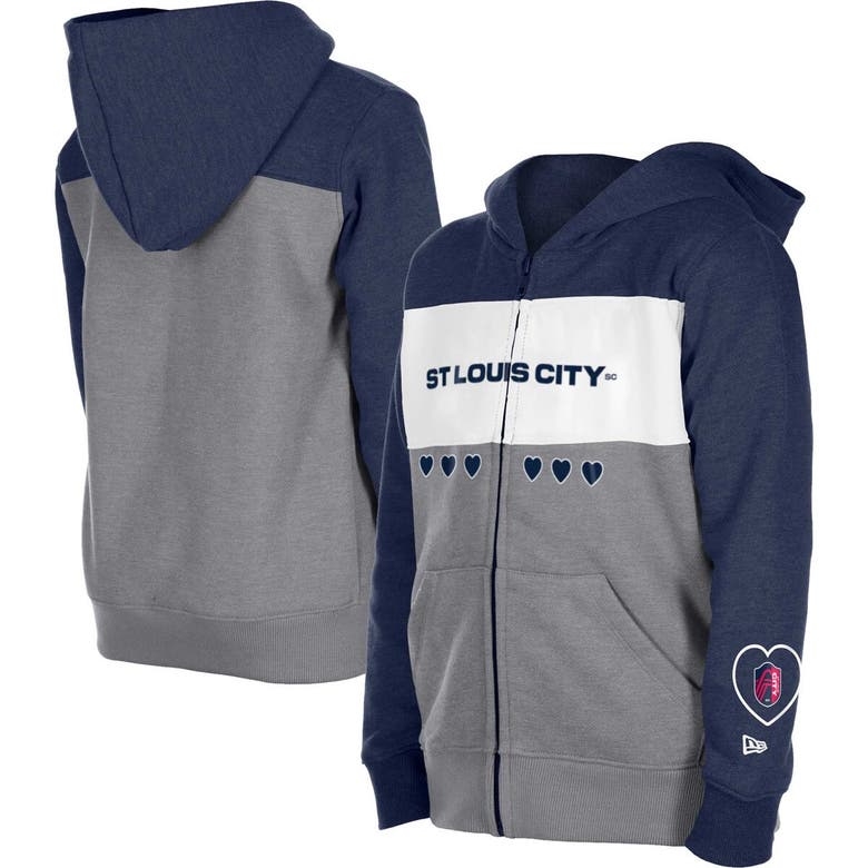 Shop 5th And Ocean By New Era Girl's 5th & Ocean By New Era Gray/navy St. Louis City Sc Full-zip Hoodie Jacket