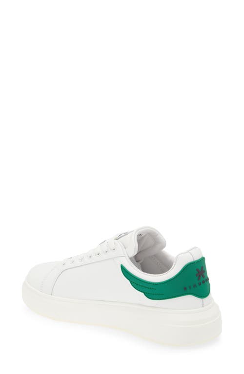 Shop John Richmond Oversize Wing Collar Sneaker In White/green