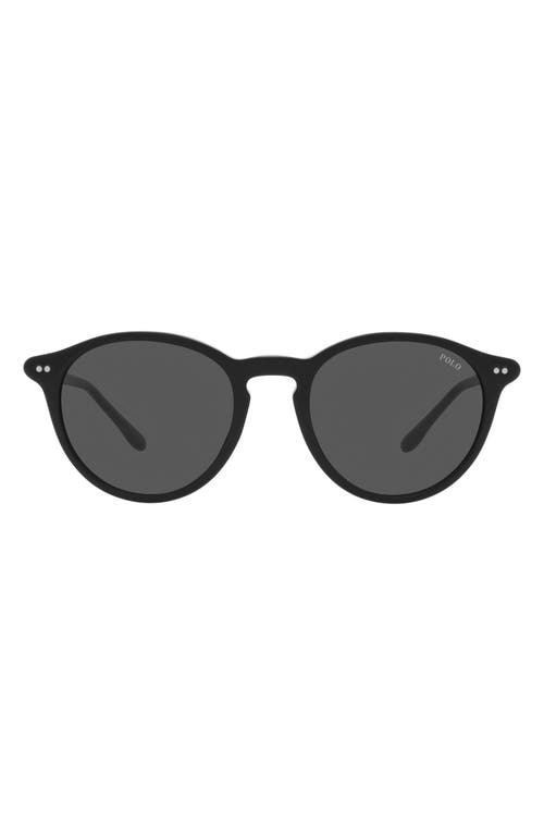 Polo Ralph Lauren 51mm Round Sunglasses in Shiny Black