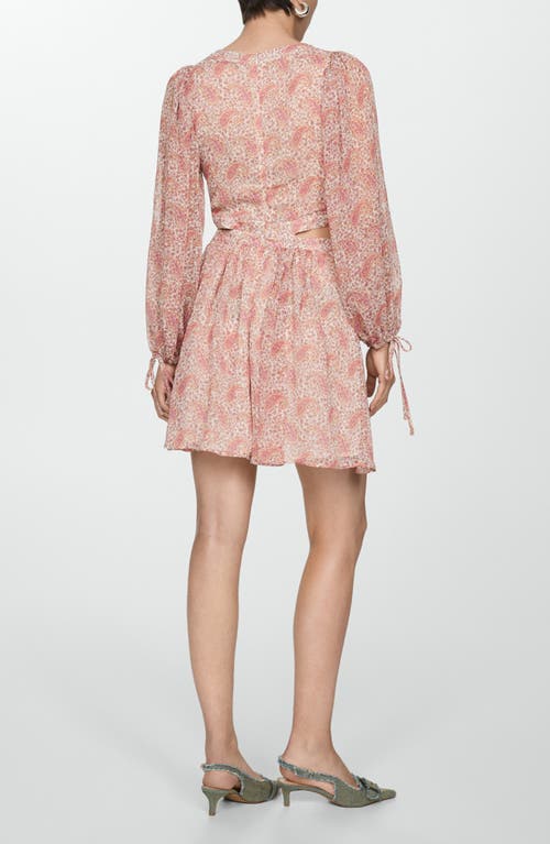 Shop Mango Paisley Long Sleeve Dress In Pastel Pink