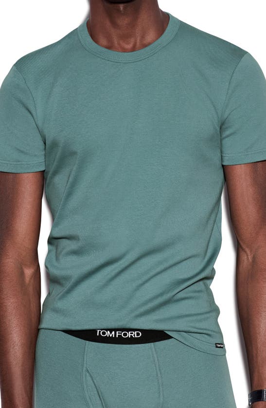 Tom Ford Cotton Jersey Crewneck T-shirt In Teal