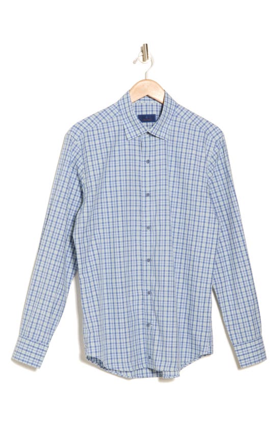 David Donahue Casual Plaid Cotton Poplin Button-down Shirt In Blue/ Grass