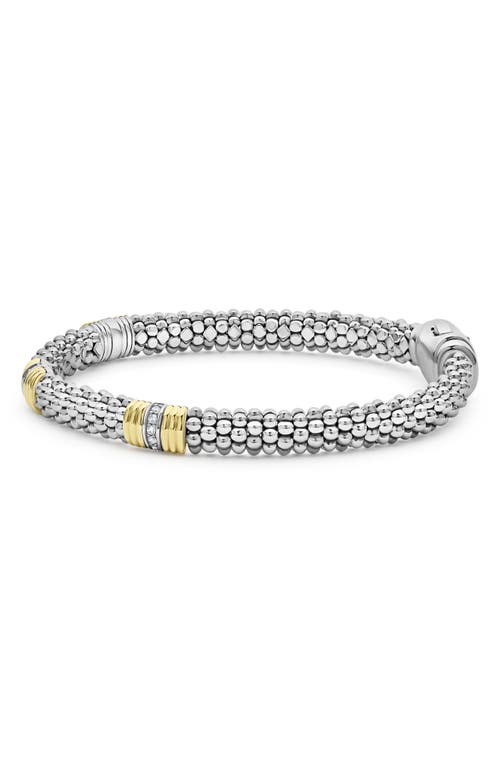 Lagos Signature Caviar Diamond Station Bracelet In Two-tone