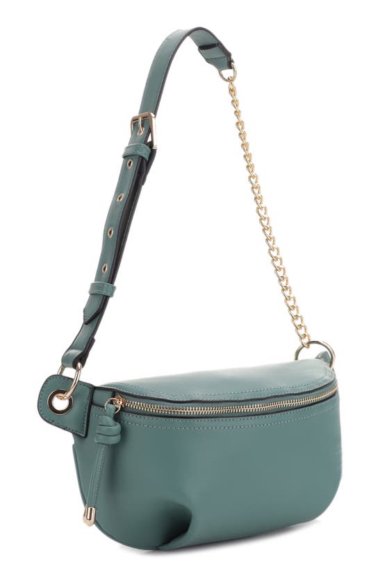 Shop Mali + Lili Evelyn Vegan Leather Belt Bag In Dark Sage