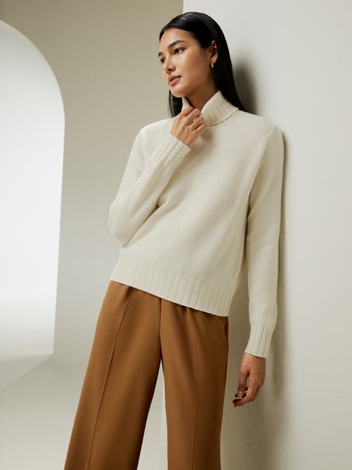 Lilysilk Turtleneck Sweater With Rib Hemline In White