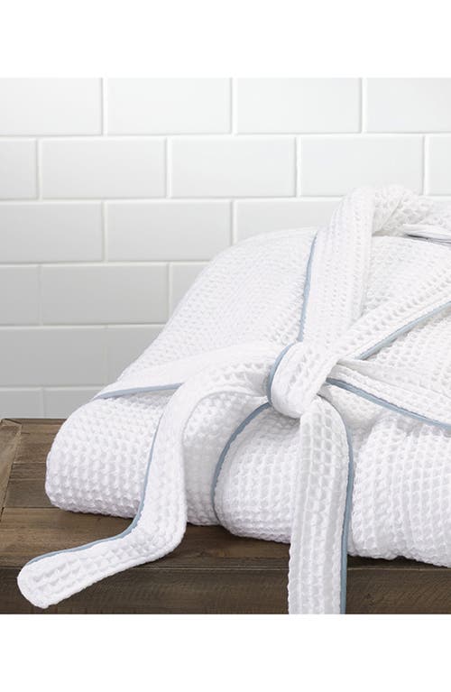 Boll & Branch Organic Cotton Waffle Robe In White/shore