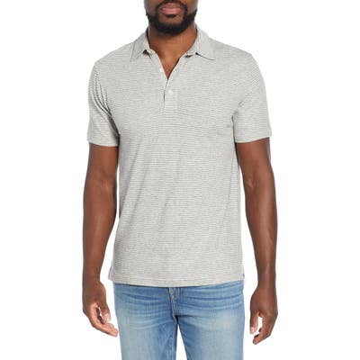 Faherty Isle Regular Fit Pinstripe Polo, Grey