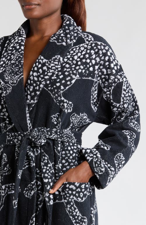 Shop Desmond & Dempsey Print Terry Cloth Robe In Navy