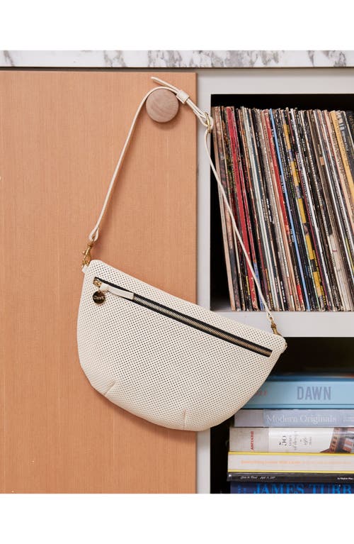 Shop Clare V . Grande Perforated Leather Belt Bag In Cream Perf